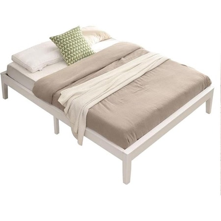 Kd Stella Solid Pine Wood Queen Size Platform Bed Frame White KD2817123